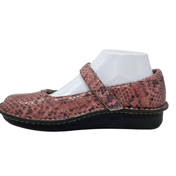 Alegria Womens Pink Belle Carmel‎ Snake Print Leather Mary Jane Shoes Size 38 - Picture 6 of 15